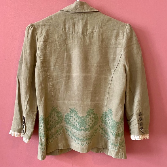 Juicy Couture fitted Green Linen Jacket size 6 - Picture 5 of 7